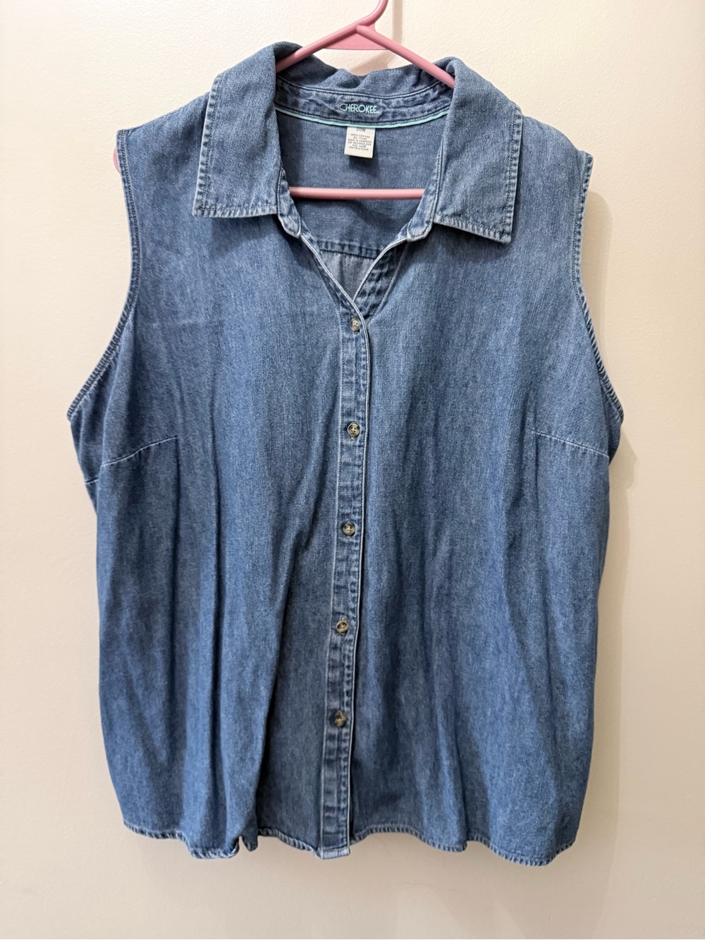 Y2K Denim Jean Light Weight Vest Button Up Western Boho Cottage Hippie Plus 20W